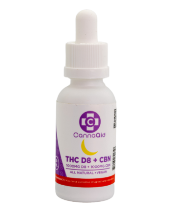 Front View of CannaAid Delta 8 1000mg + CBN 1000mg Tincture (Vegan)