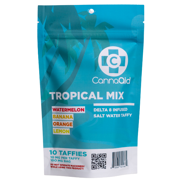 CannaAid Delta 8 Infused Taffy Tropical mix 10 mg