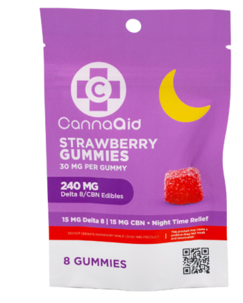 CannaAid Delta 8 + CBN Gummies Strawberry 240 mg