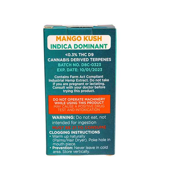 CannaAid Delta 8 Vape Cartridge Mango Kush INDICA (1ML)