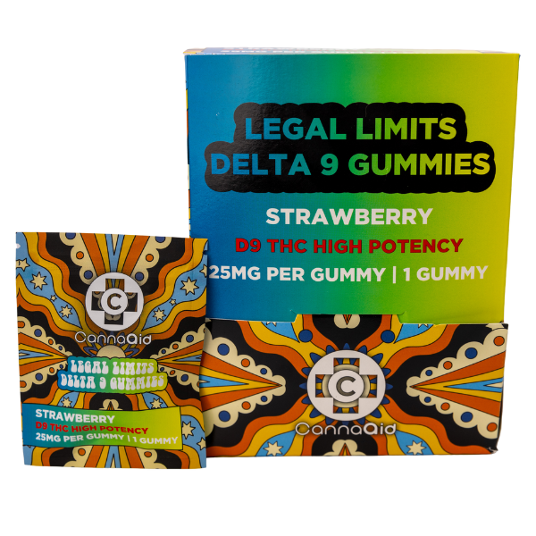 CannaAid Delta 9 Gummies Legal Limits Strawberry 25 mg