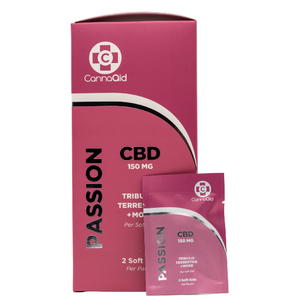 Front View of CannaAid Passion CBD Soft Gels 150 MG Female Enhancement View 1