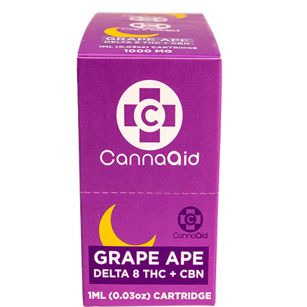 CannaAid Delta 8 THC + CBN Grape Ape Vape Cart 1 ml