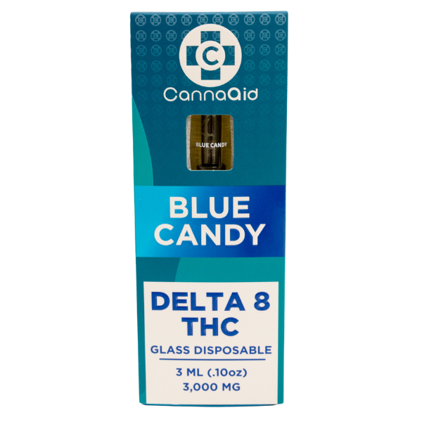 CannaAid Delta 8 THC Glass Disposable Blue Candy 3 ML