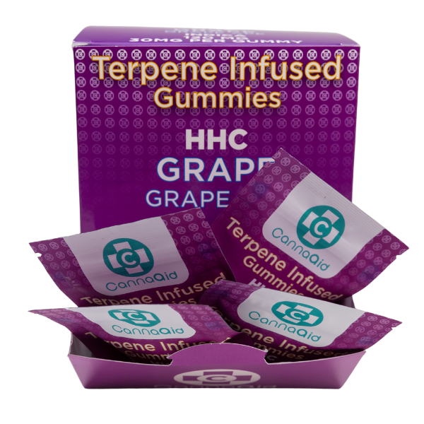 CannaAid HHC Terpene Infused Gummies Grape Ape Display Box