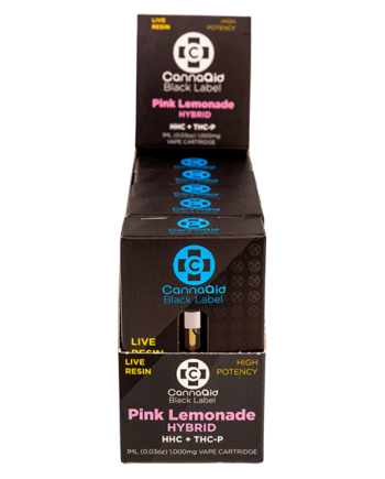 CannaAid Black Label Pink Lemonade HHC+THCP Live Resin Vape Carts Hybrid 1ML View 2