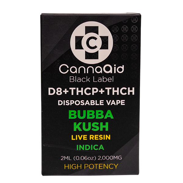 CannaAid D8 + THCP + THCH Disposable Vape Bubba Kush Live Resin 2ml