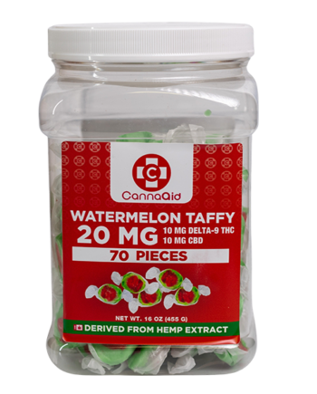 Cannaaid watermelon TaffyDelta 9 + CBD 20mg Derived from Hemp Extract