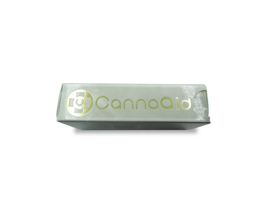 Cannaaid logo at the top of Gold Label Reserve THCA+THCP+THCB Disposable Vape Box